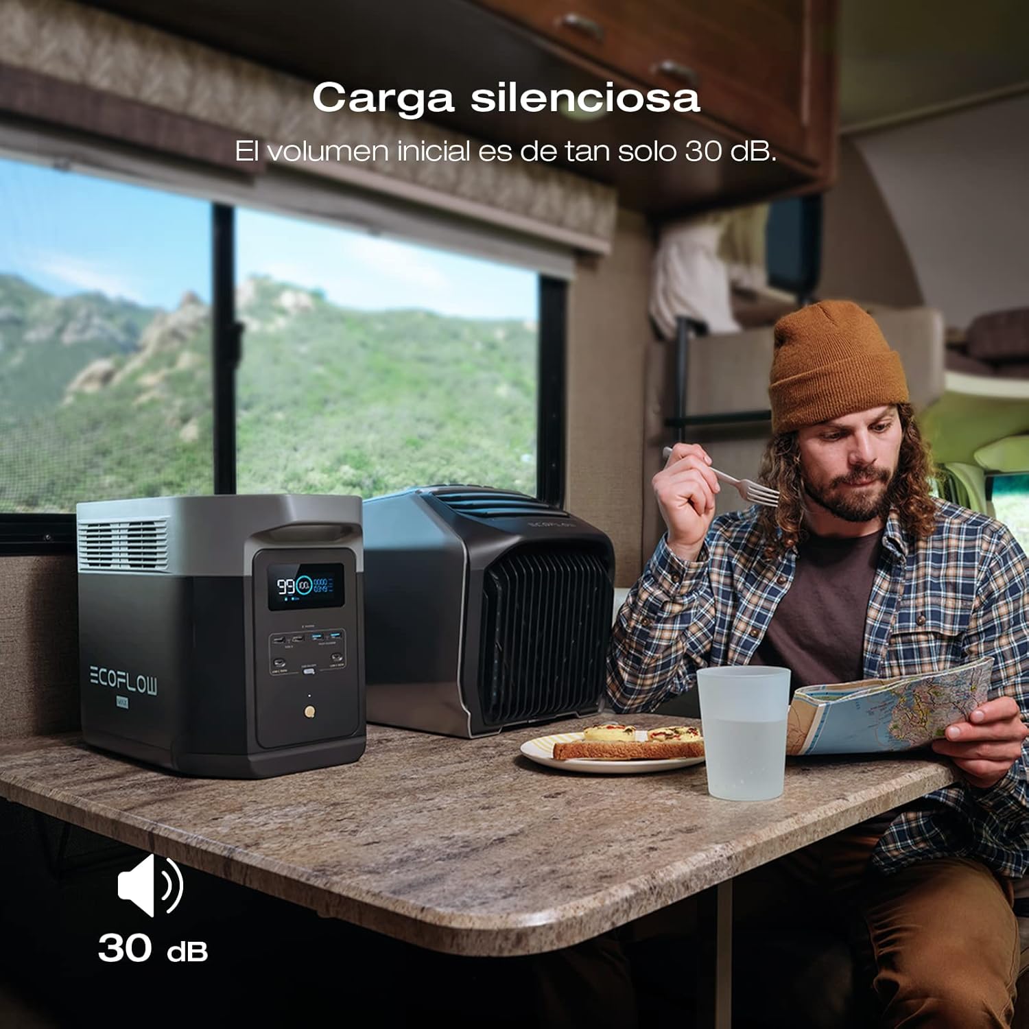 EcoFlow DELTA 2 Max Portable Power Station, 2048Wh, 3000 AC Cycles LFP Battery 80% Charge in 53mins, Power Up to 3100W Quiet Solar Generator for Home/Caravan/Camping