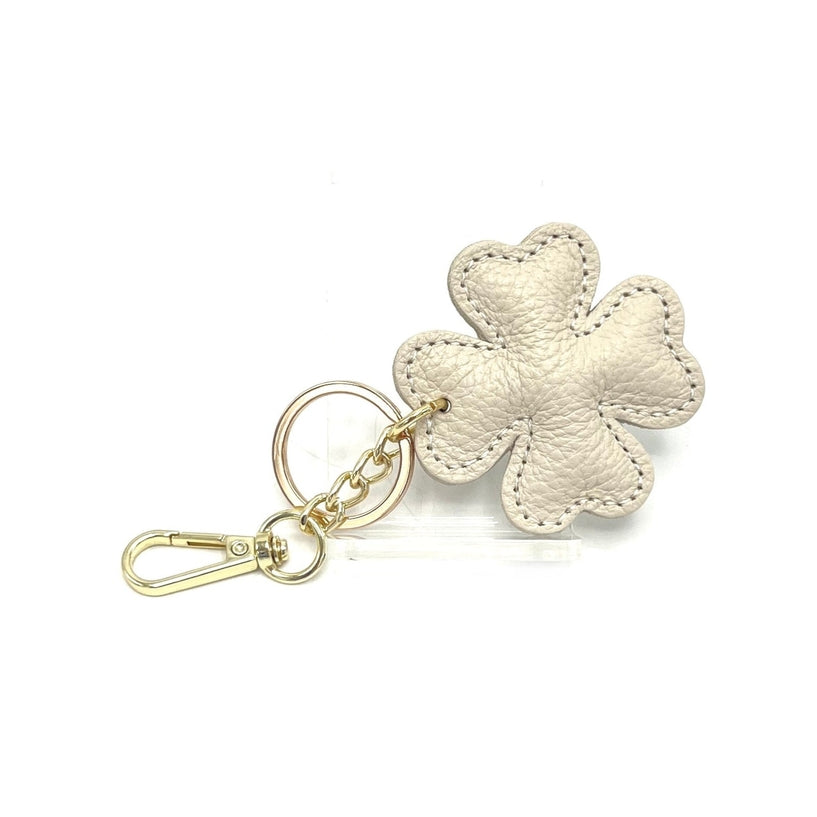 Italian Leather 4-Leaf Clover Keyring & Bag Charm