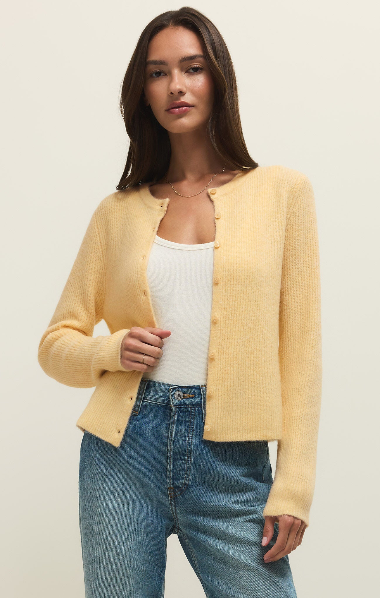 Medina Rib Cardigan - Custard