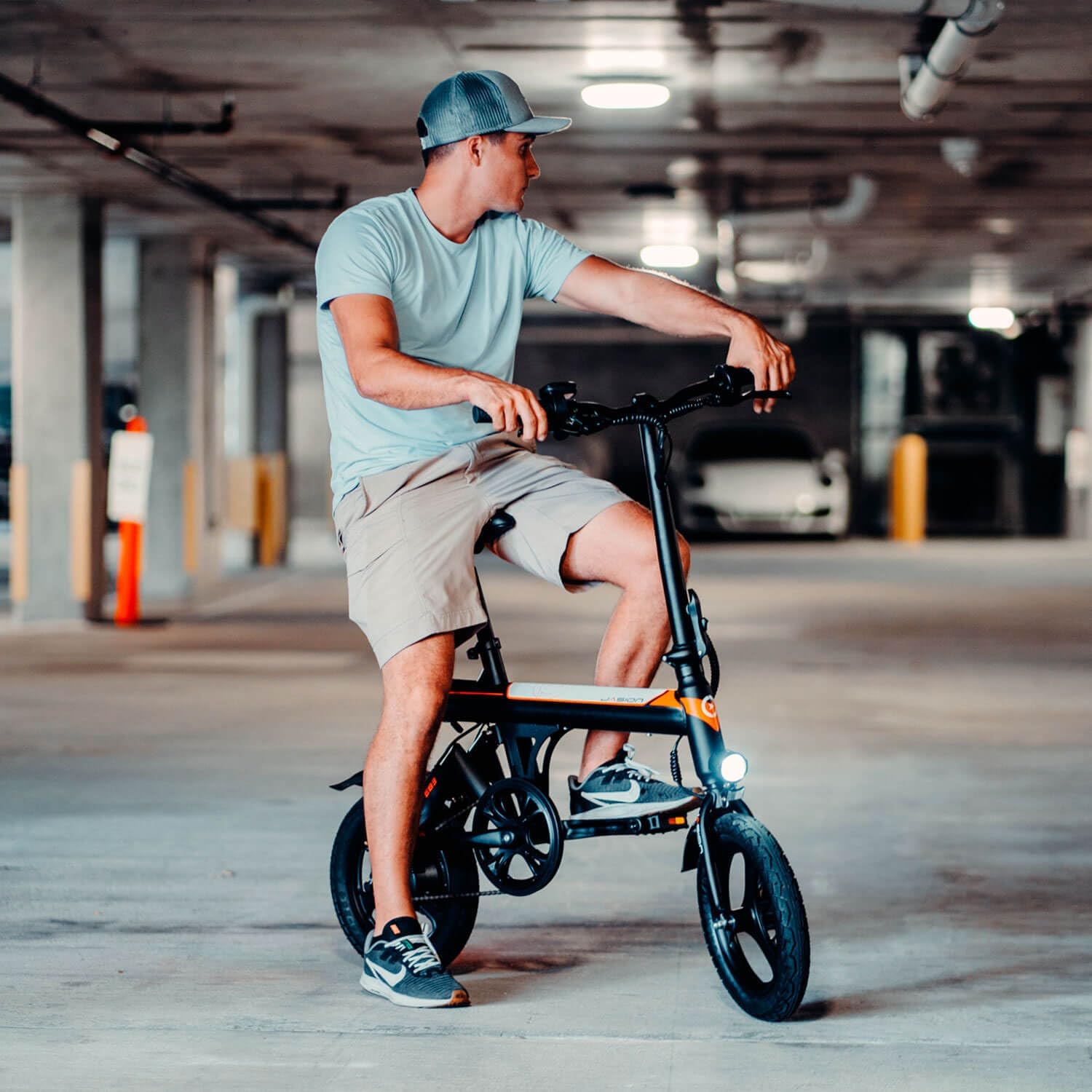 Jasion EB3 Bicicleta Eléctrica para Adultos – 21 mph, Motor Pico de 500W, Batería de 270Wh, Suspensión Trasera, 3 Niveles de Asistencia, Ebike Plegable de 14″ para Adultos y Adolescentes – Cumple con UL2849