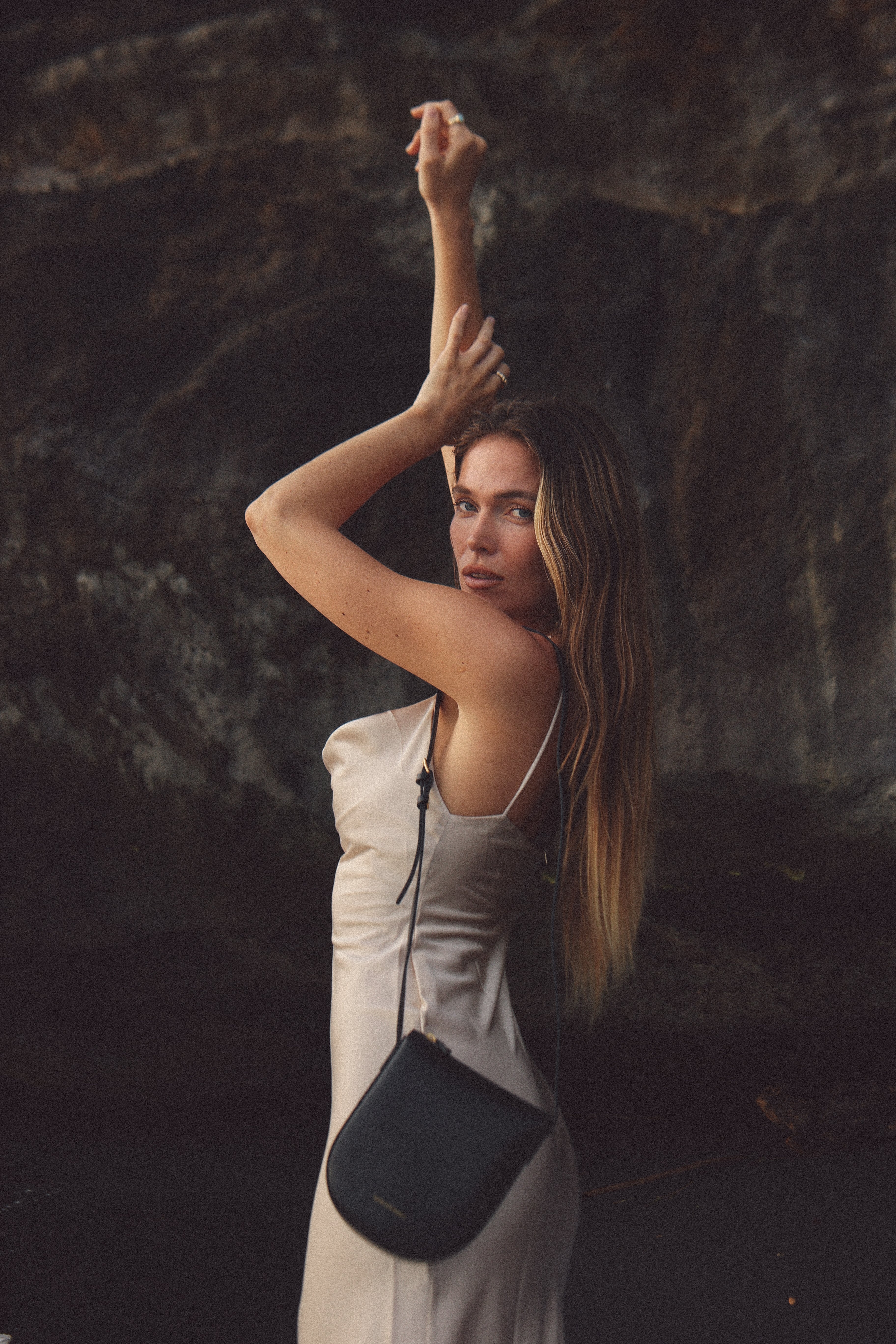 Eva - Apple Leather Crossbody Bag - Black