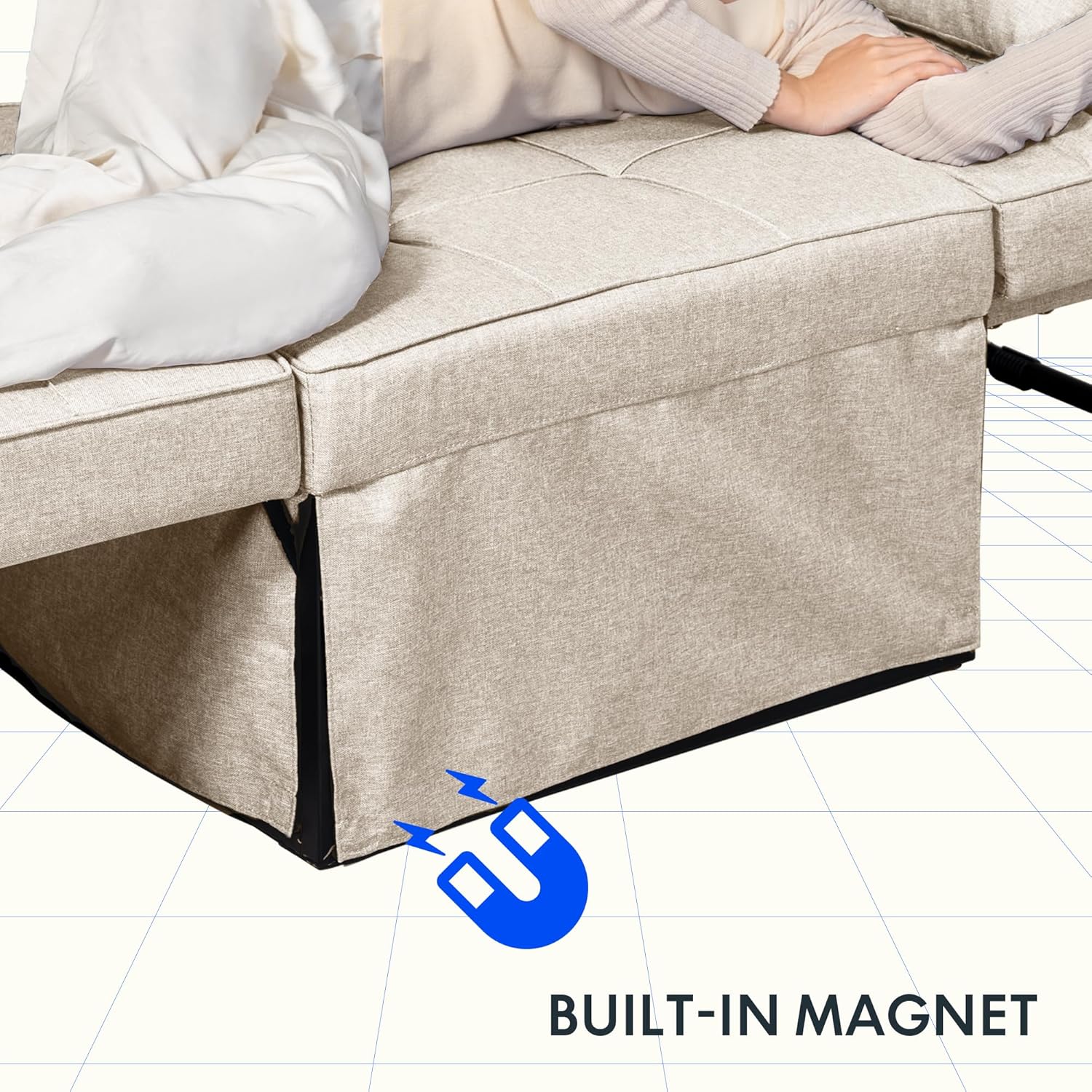 FLEXISPOT Sofa Bed Extendable Folding Sleeping Chair with Bed Function, Chair Beds with Function, Convertible Bed Chair, Load Capacity 300 kg, Grey