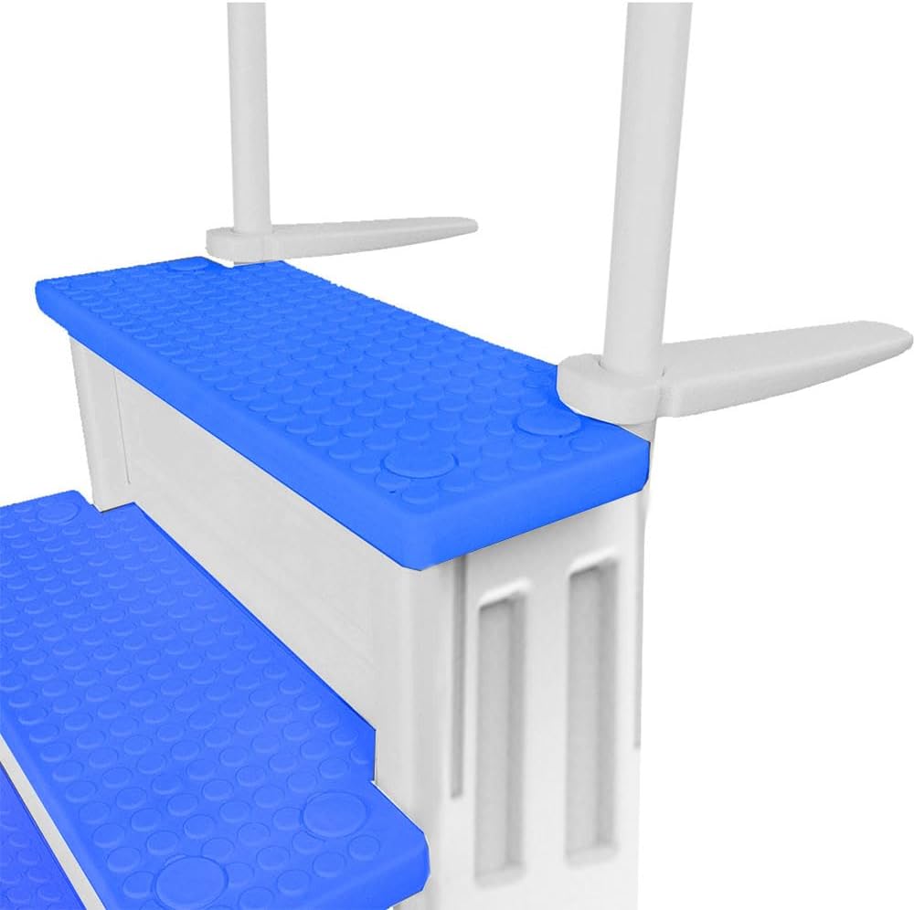 Escalones antideslizantes Aqua Select para piscinas elevadas | Azul | Para piscinas sobre tierra | Se pueden montar en terrazas de 48