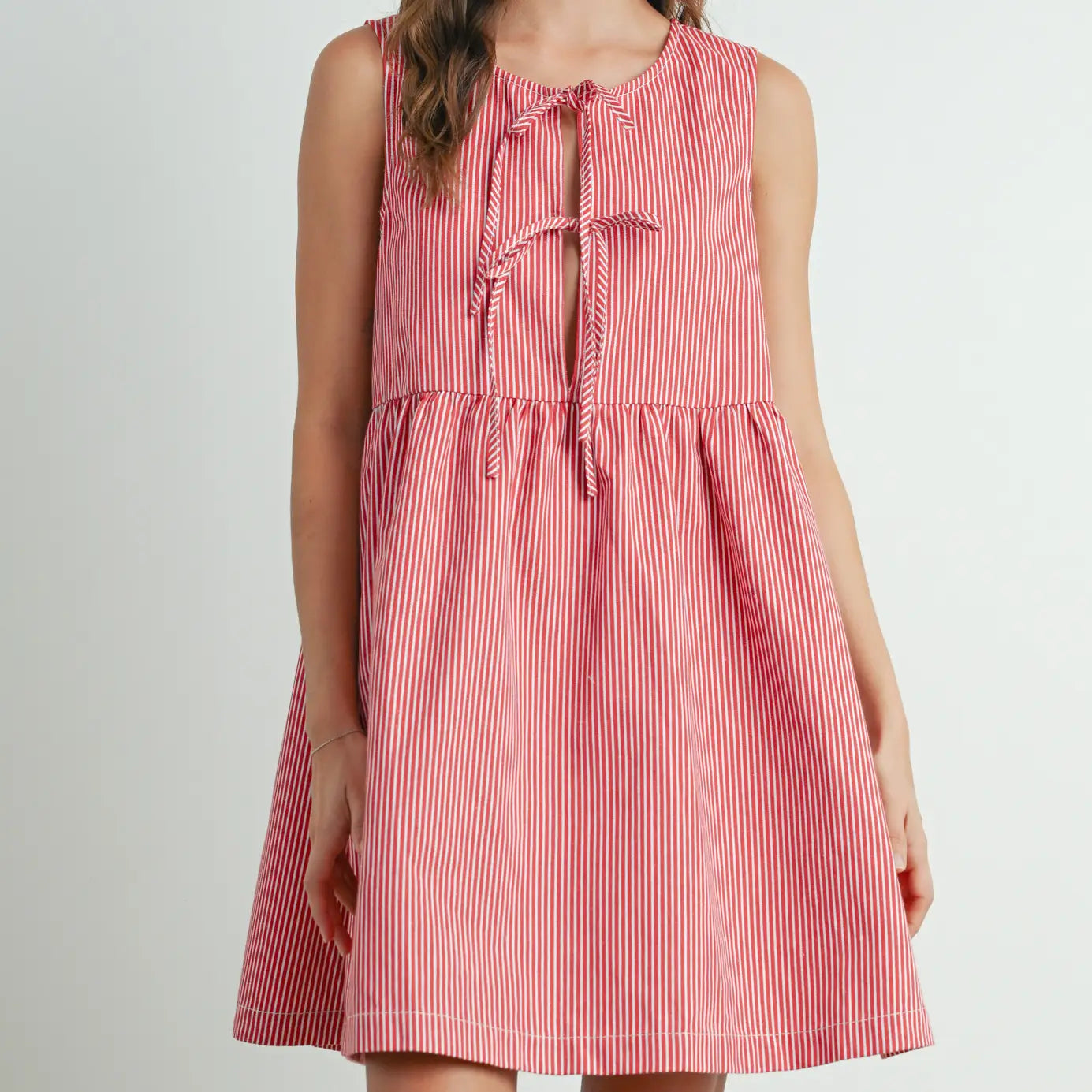 Mini Red Stripe Bowknot Dress