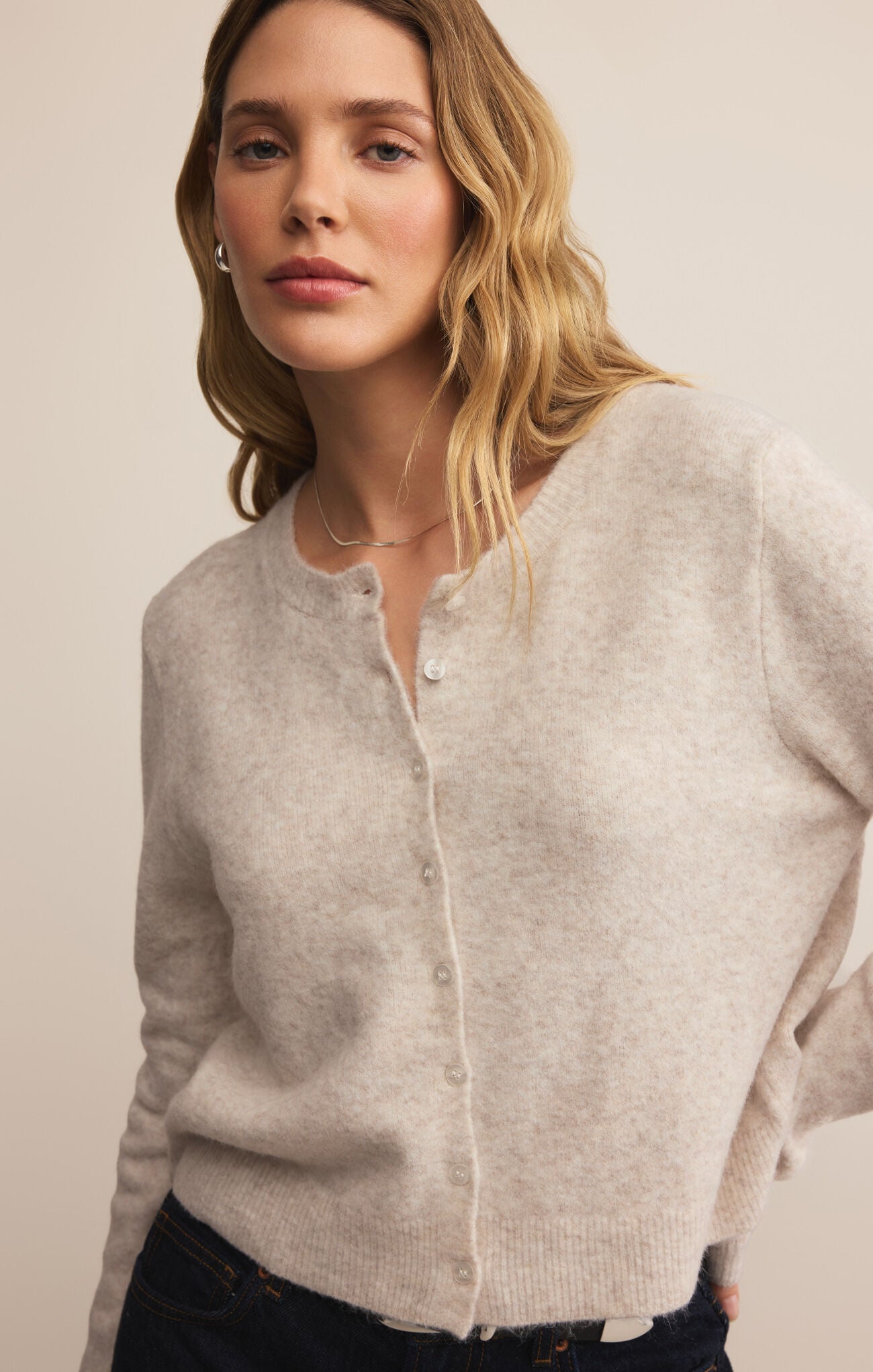 Medina Cardigan Light Oatmeal Heather