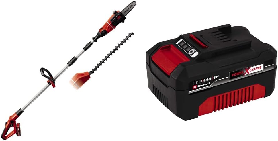 Einhell Herramienta multifunción de batería Power X Change GE-HC 18 Li T Solo - 200 W, 18 V, cortasetos y sierra eléctrica 2 en 1, espada Oregon, cargador y batería no incluidas