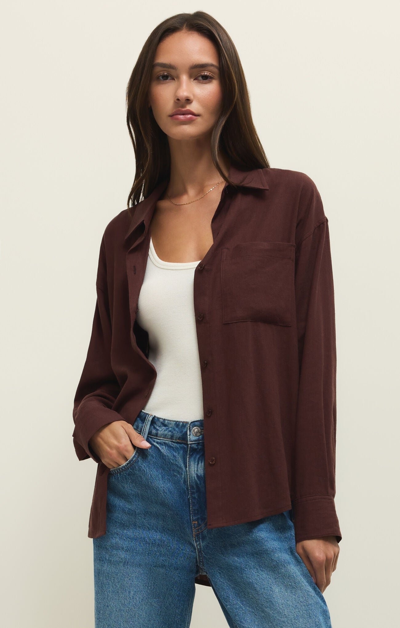 Alfie Button Up Shirt- Chocolate Cherry