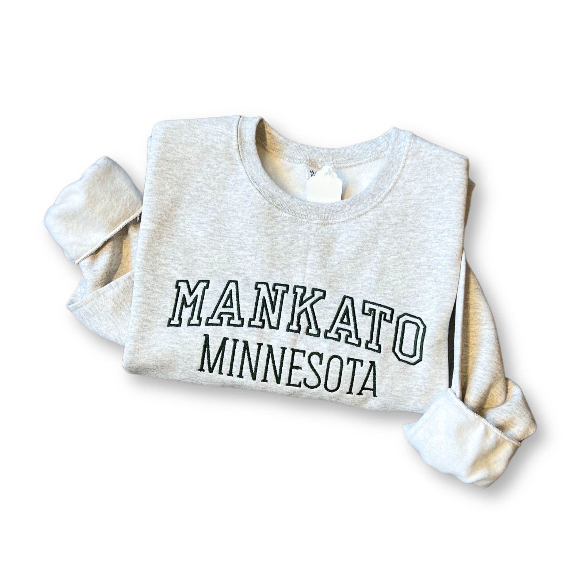 Embroidered MANKATO MN SWEATSHIRT - Oatmeal/Green