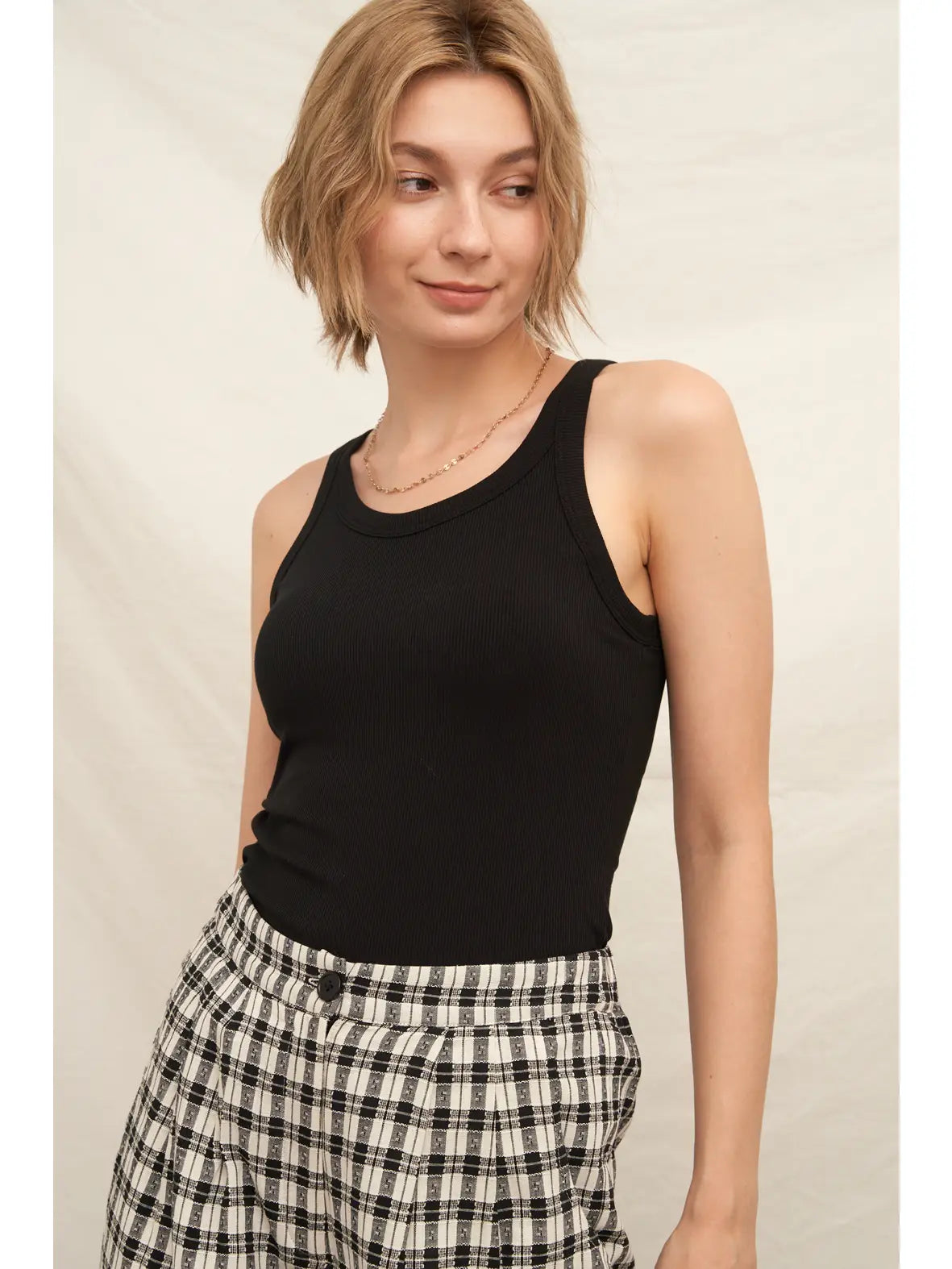 Black Scoop Neck Tank with Built in Bra