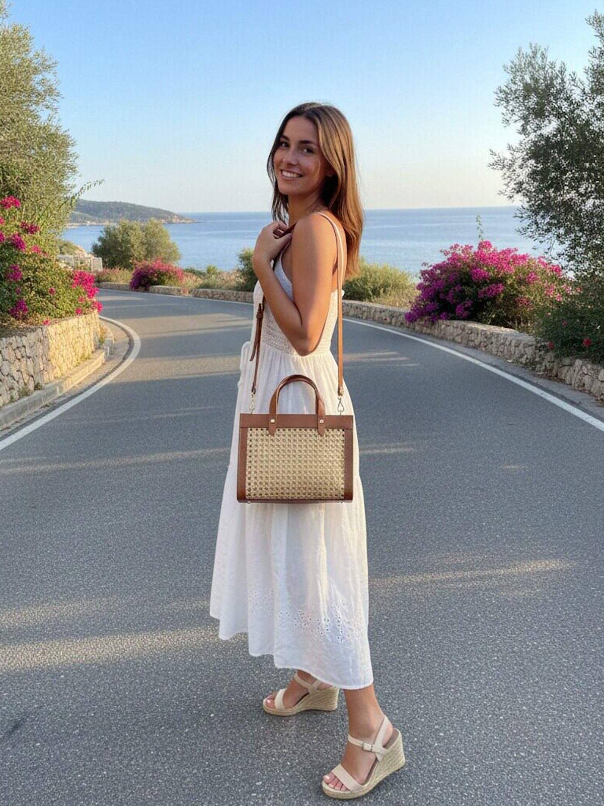 Viareggio - Woven Straw & Leather Tote Bag