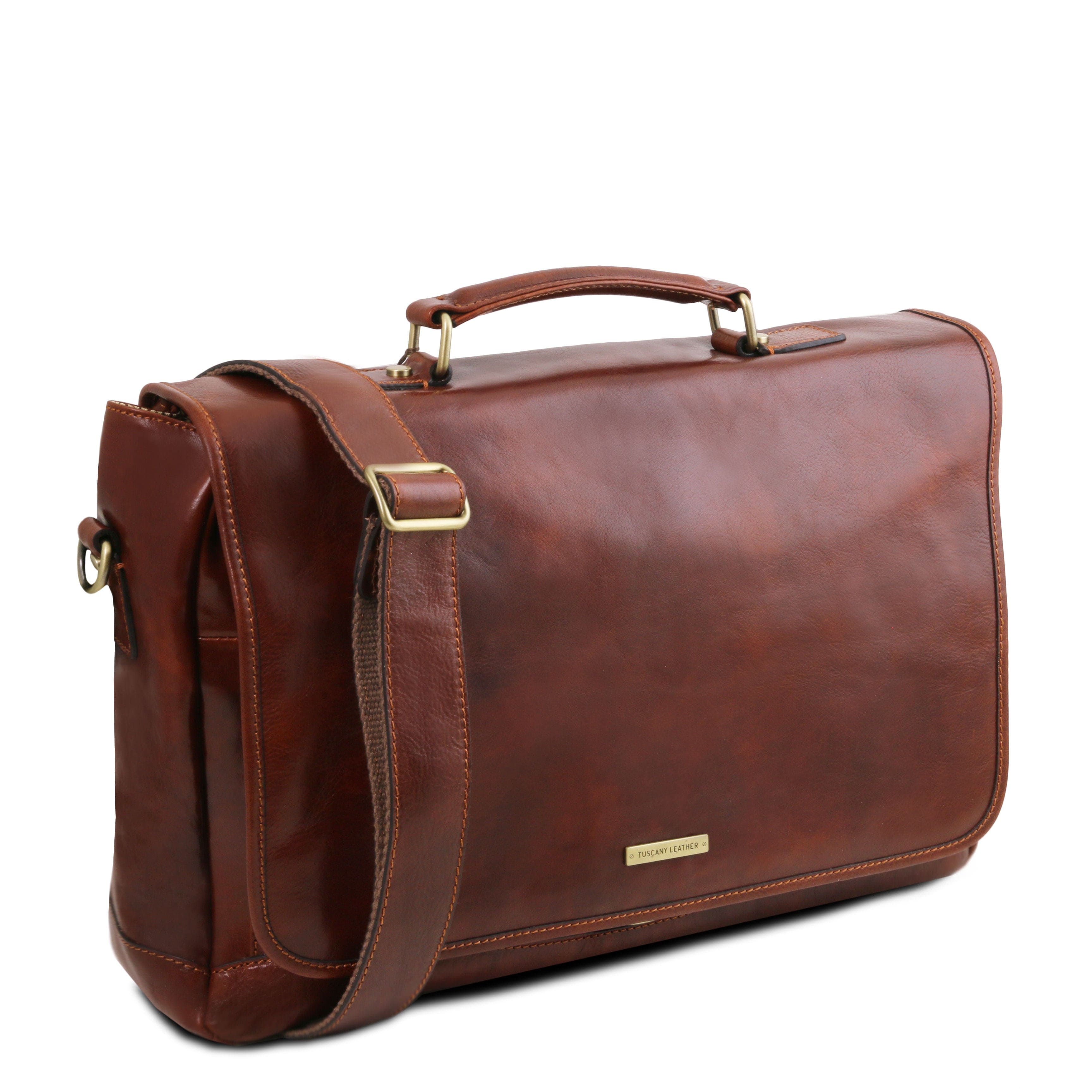 Mantova - Leather multi compartment briefcase with flap | TL142068 messenger bag