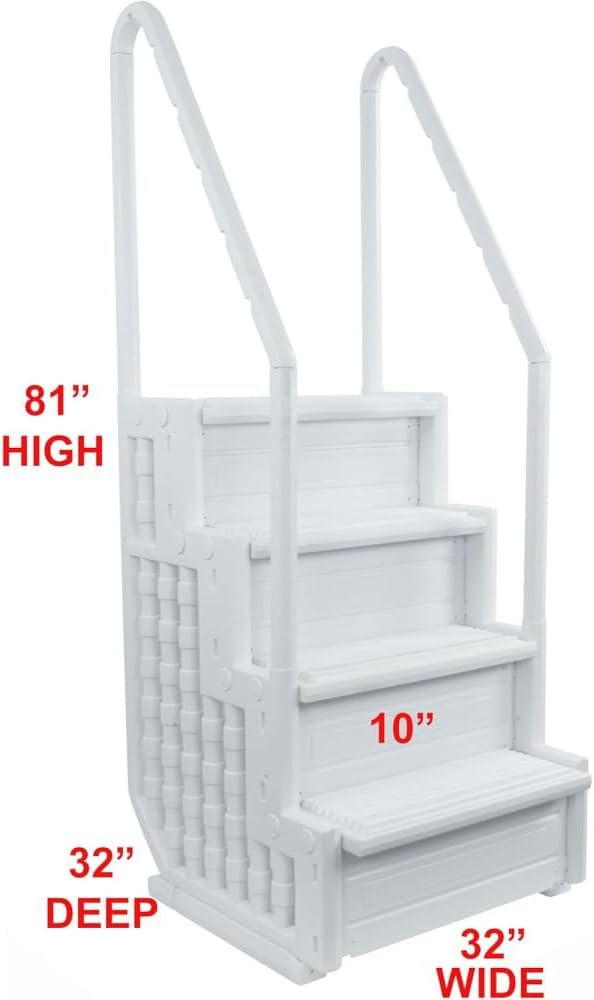 Escalones antideslizantes Aqua Select para piscinas elevadas | Azul | Para piscinas sobre tierra | Se pueden montar en terrazas de 48