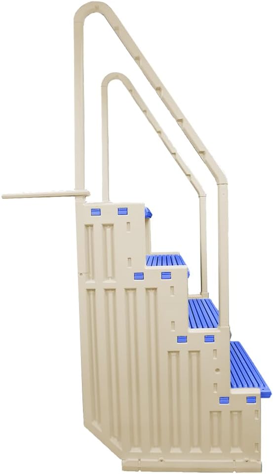 Escalones antideslizantes Aqua Select para piscinas elevadas | Azul | Para piscinas sobre tierra | Se pueden montar en terrazas de 48