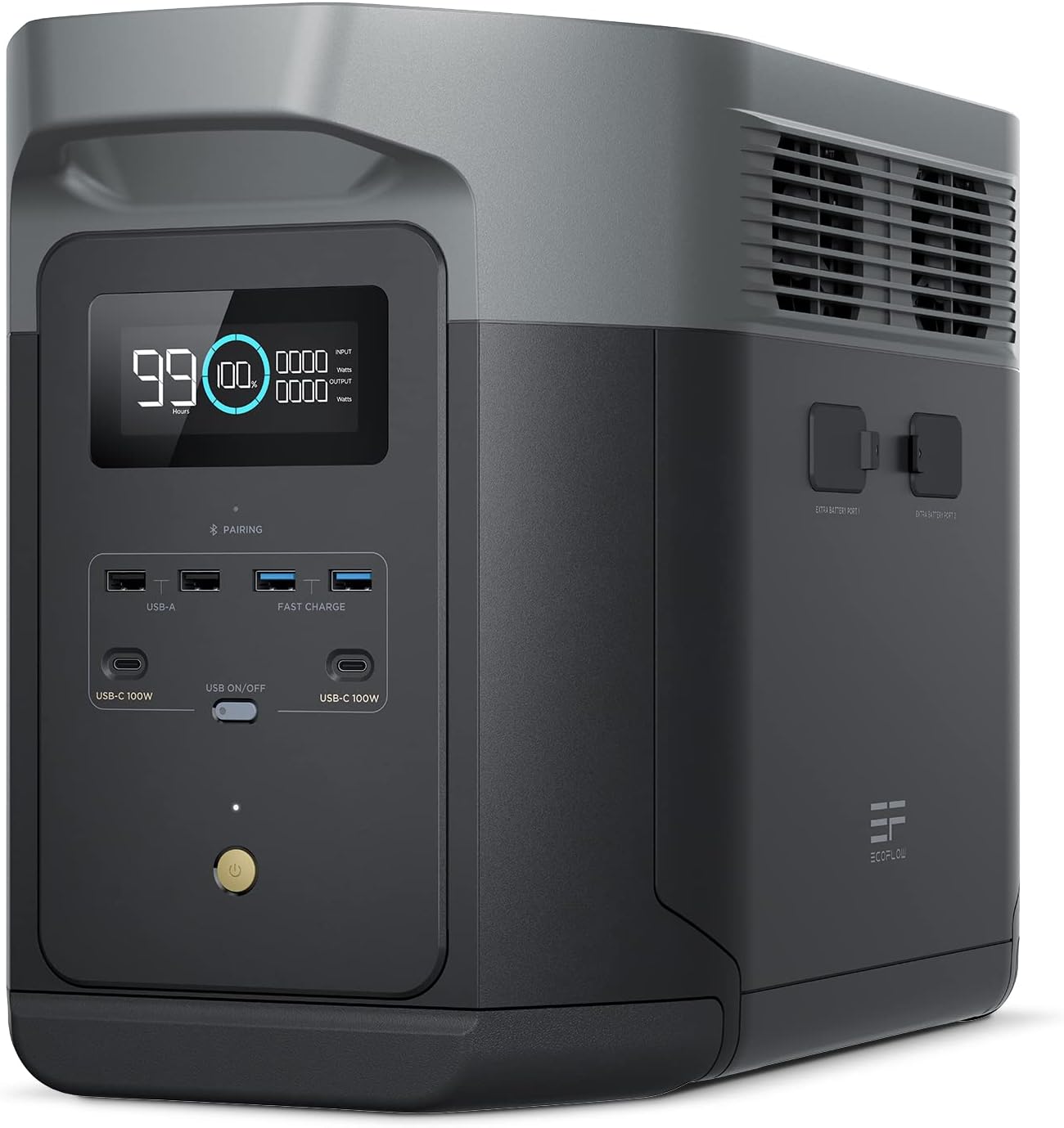 EcoFlow DELTA 2 Max Portable Power Station, 2048Wh, 3000 AC Cycles LFP Battery 80% Charge in 53mins, Power Up to 3100W Quiet Solar Generator for Home/Caravan/Camping