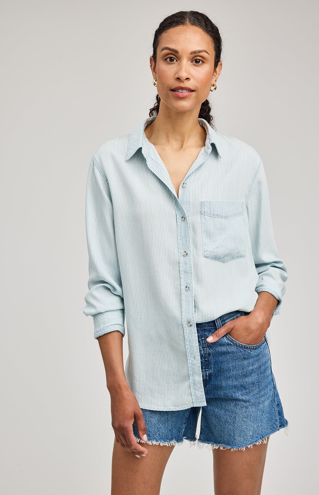 Light Blue Ozzy Striped Button Down