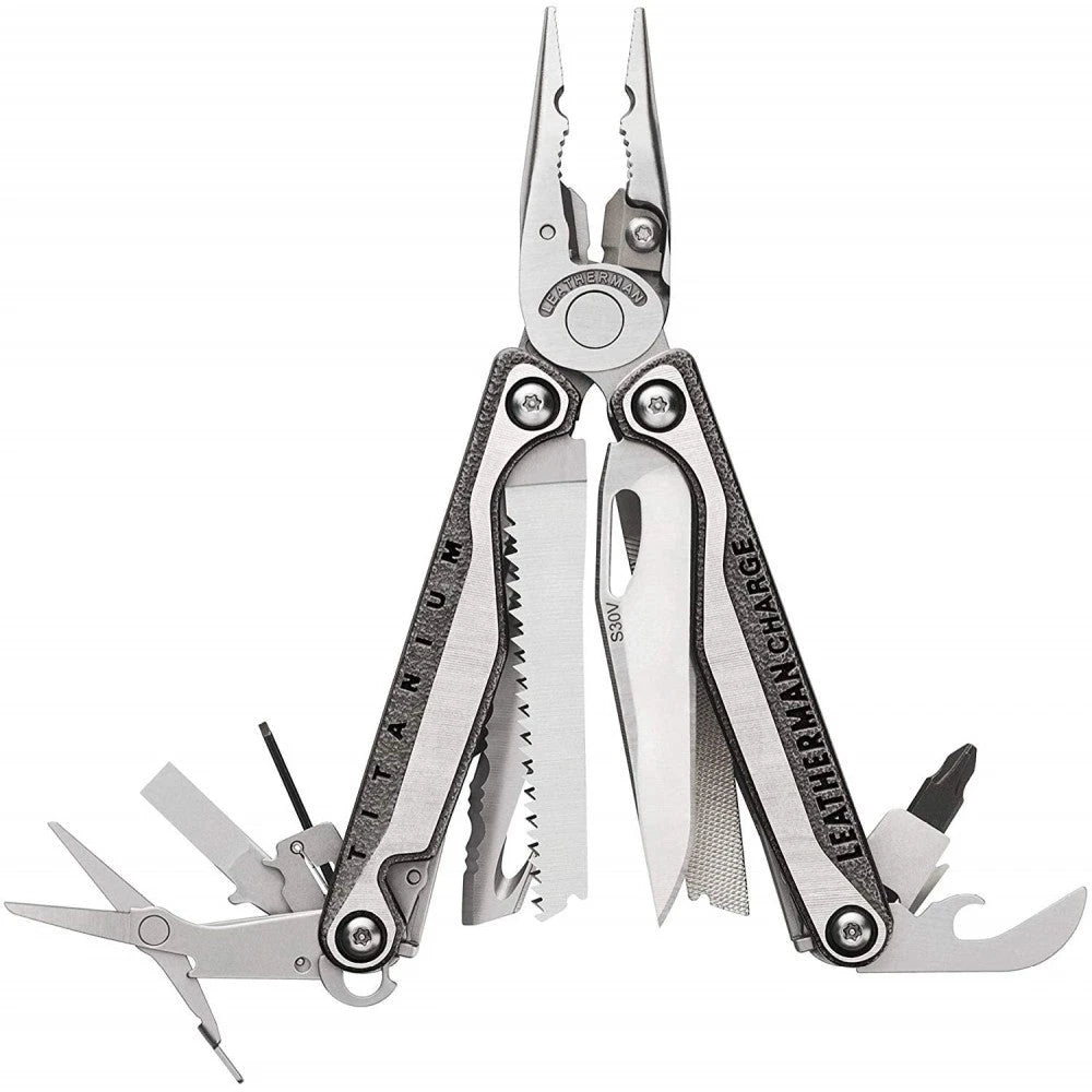 LEATHERMAN, Charge Plus TTi Multiherramienta de Titanio con Tijeras y Cortadores de Alambre Premium Reemplazables, Acero Inoxidable, Fabricado en EE. UU