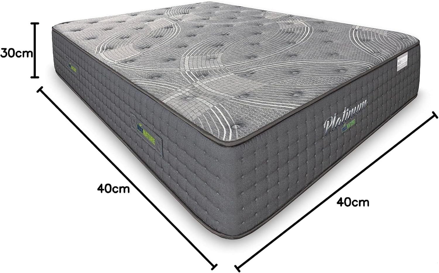 Matnature | Platinum | Madrass Great Comfort Pro Multiple Rest | Pocketfjädrar och minnesskum | Höjd 30 cm | Andningsbar, halkfri och kvalsterfri (150 x 200 cm)