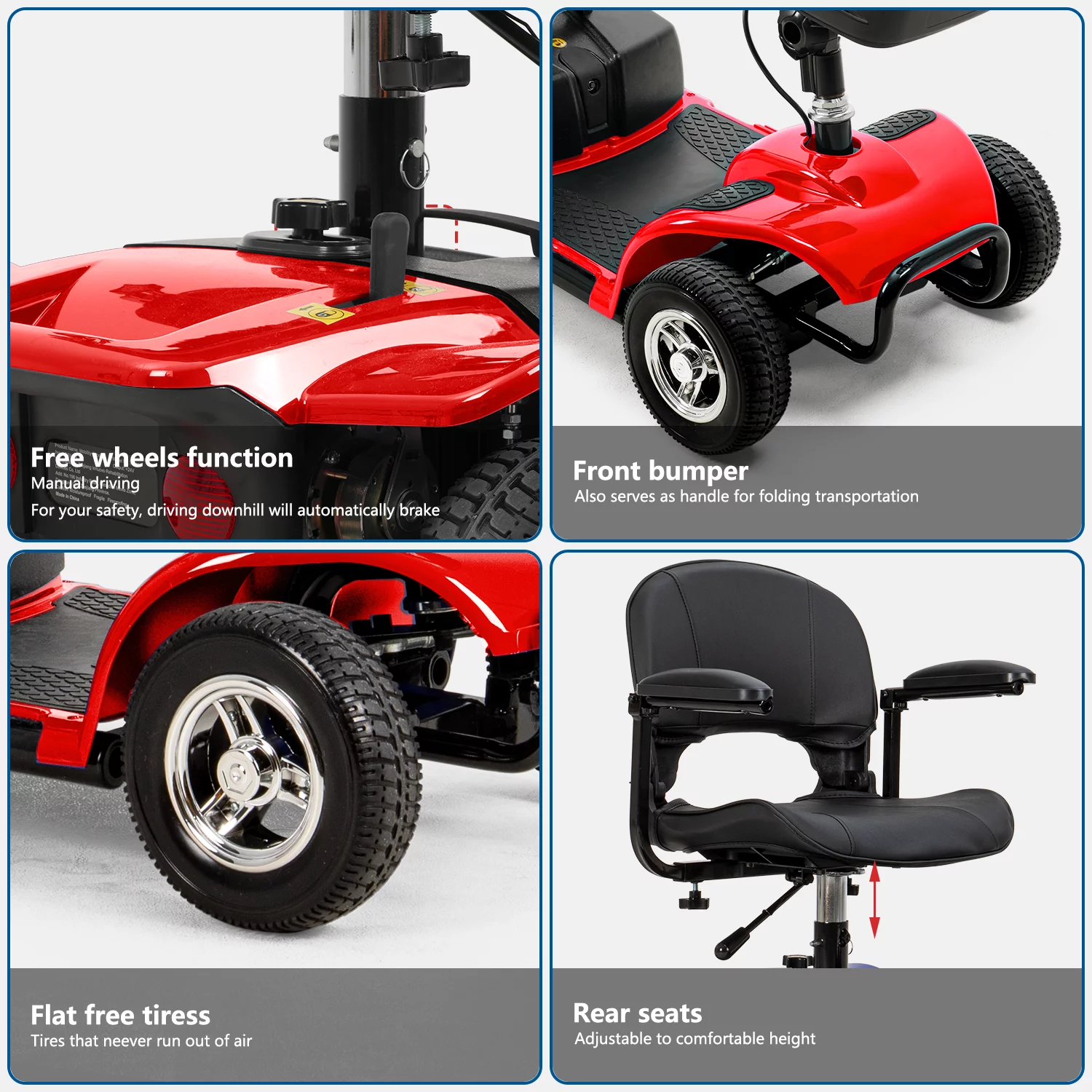 UltraLite 4-hjulet mobilitetsscooter. Bærbar og let. Rækkevidde på 22 km. Model A898