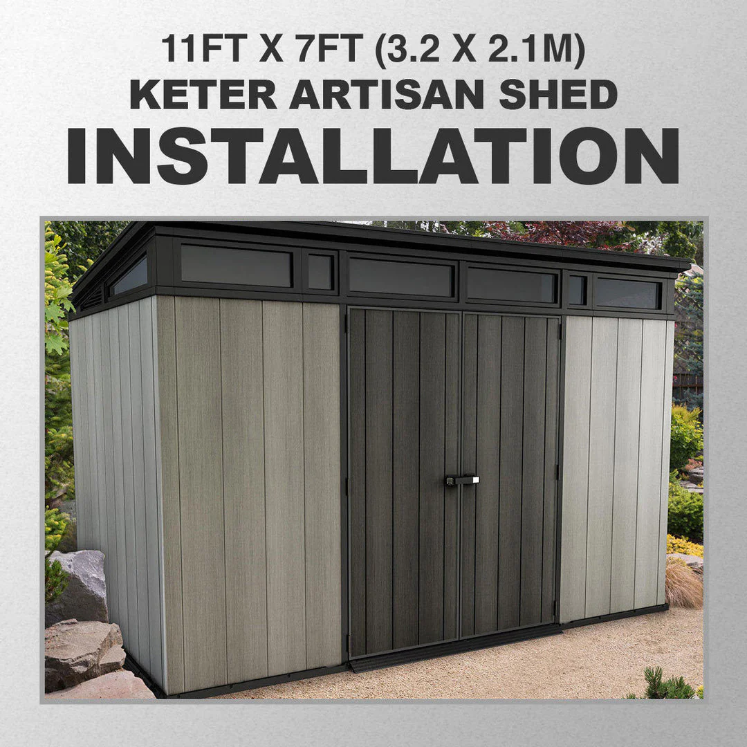 2025 Keter Artisan haveskur 11 x 7 ft (3,4 x 2,1 m) – Stilfuld og robust udendørs opbevaringsløsning