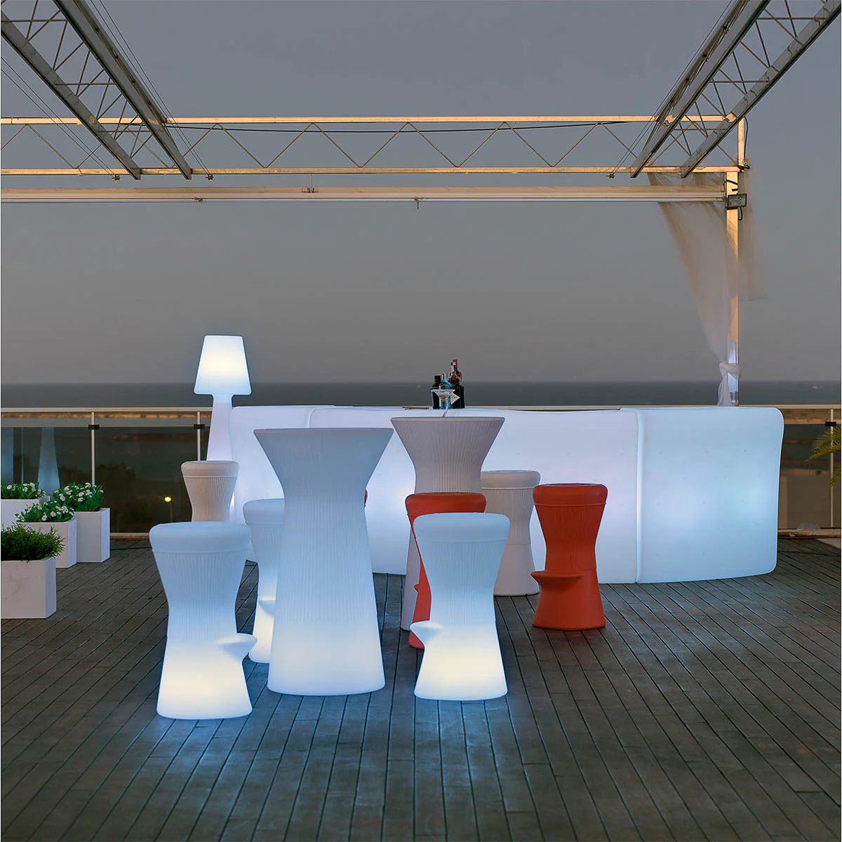 Comptoir de bar incurvé avec éclairage Ibiza 120