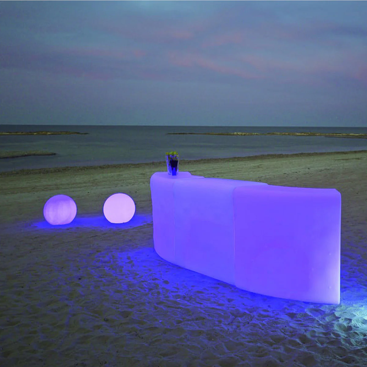 Comptoir de bar incurvé avec éclairage Ibiza 120