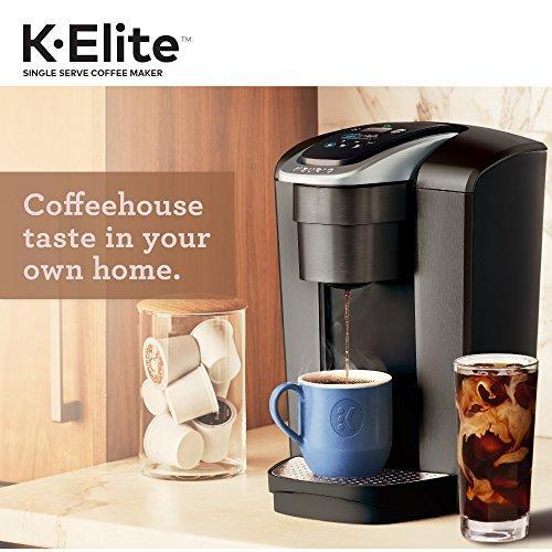 Keurig K-Elite Einzelportions-Kaffeemaschine mit K-Cup-Kapseln, Kapazität für Eiskaffee, Oberfläche in gebürstetem Schiefer-Look