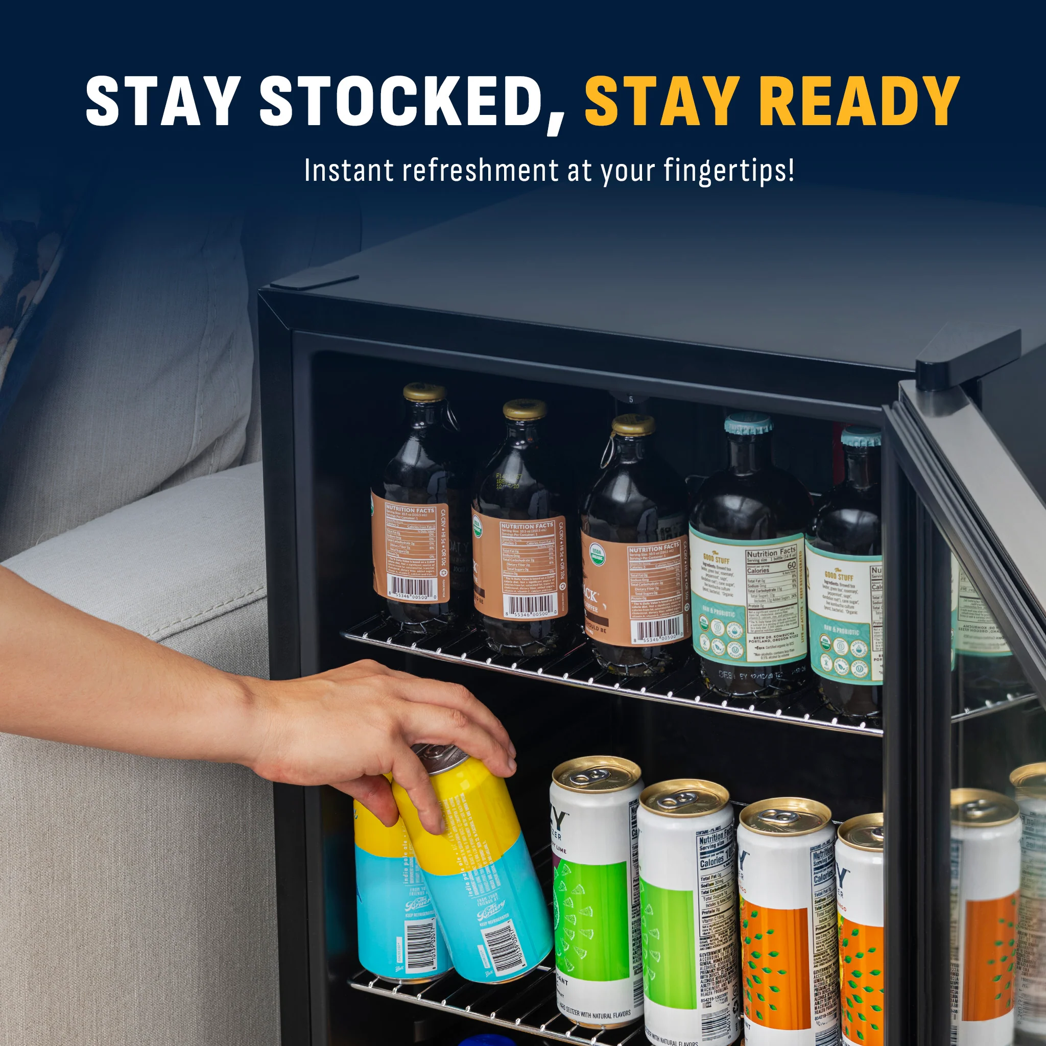 2025 Newair® Fritstående drikkevarekøleskab i rustfrit stål – 126 dåser – 18,9