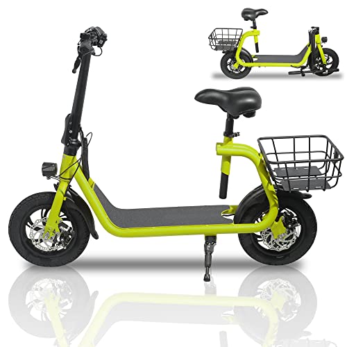 Sammenklappelig el-scooter til voksne med sæde. 450W børsteløs motor. 12-tommer terrængående dæk. 32 km rækkevidde. Let og bærbar.
